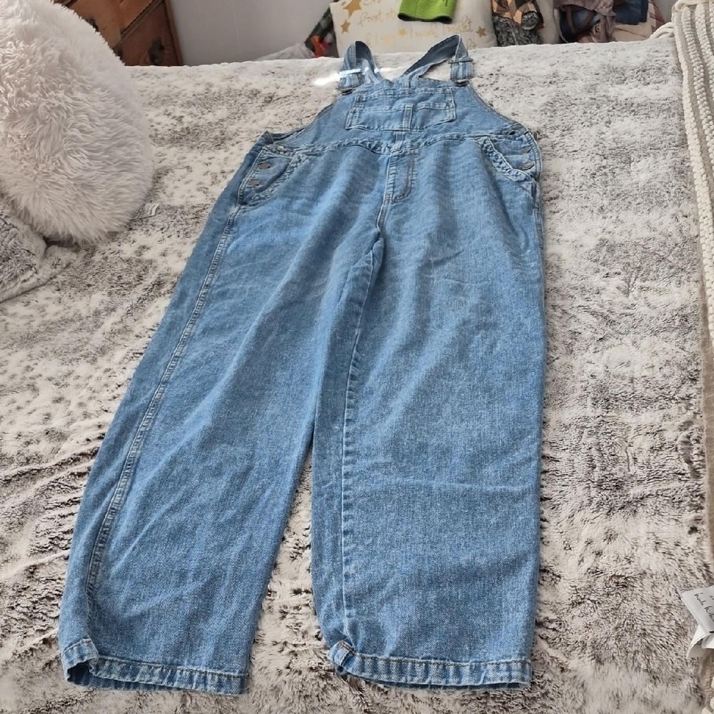Celebrity Pink Blue Denim Overalls. Large